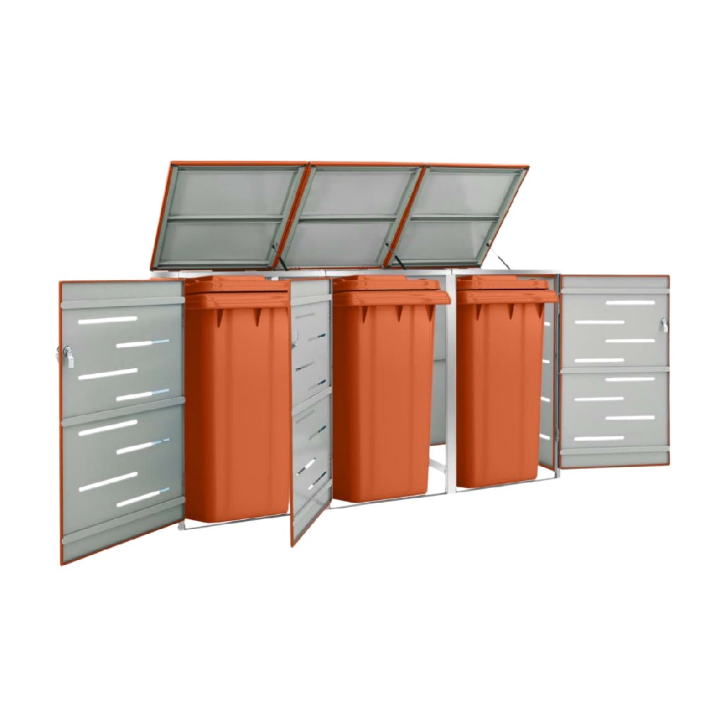 ゴミ収納ボックスセット　屋外用　金属とプラスチック　120 x 40 x 90